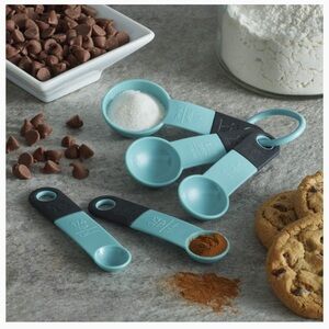 KitchenAid Classic Measuring Spoons, Set of 5, Aqua Sky/Black